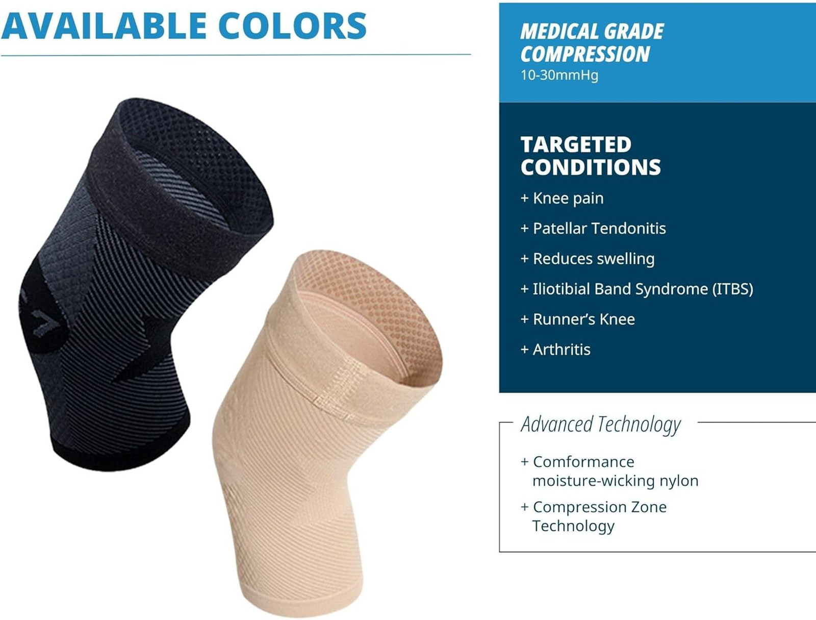 OS1st KS7 Performance Knee Brace with Compression Zone Technology Stabilizing