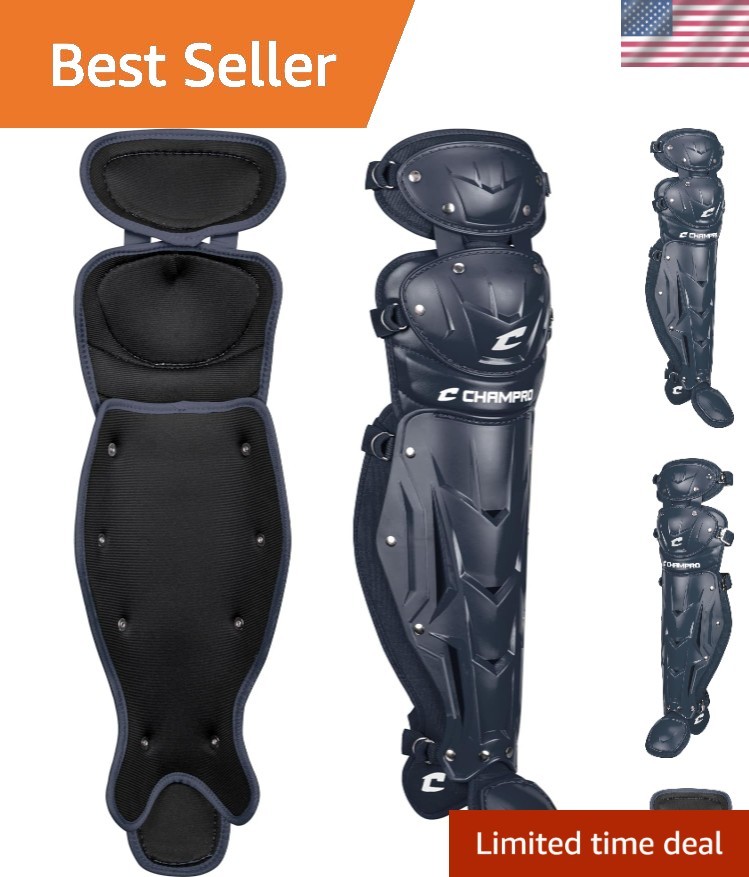 Optimus MVP Double Knee Leg Guards for Youth Baseball – Navy, Size 12