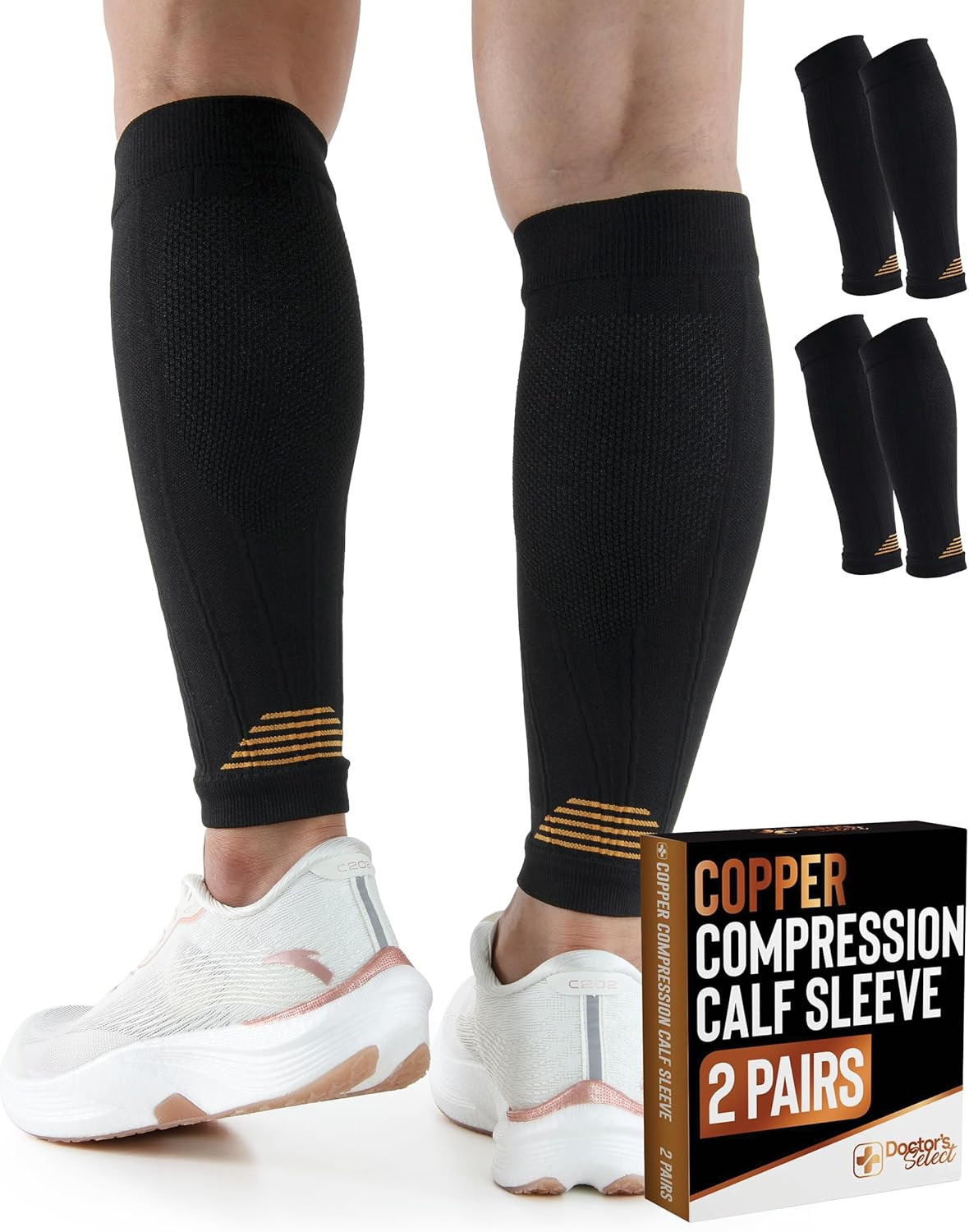 2 Pairs Copper Calf Compression Sleeve – Leg Compression Sleeves for Women & Men