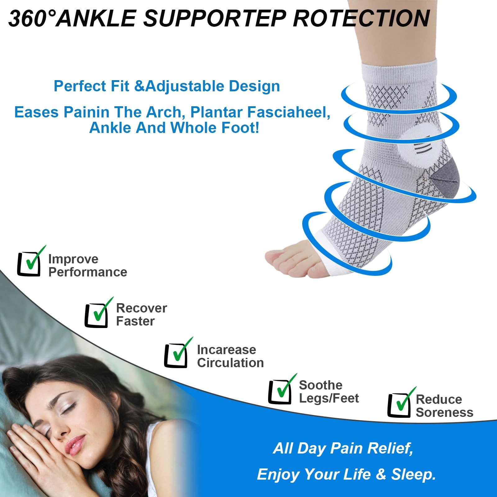3 Pairs Neuropathy Socks for Women & Men,Nano Comprex Ankle Sleeves Protectio…