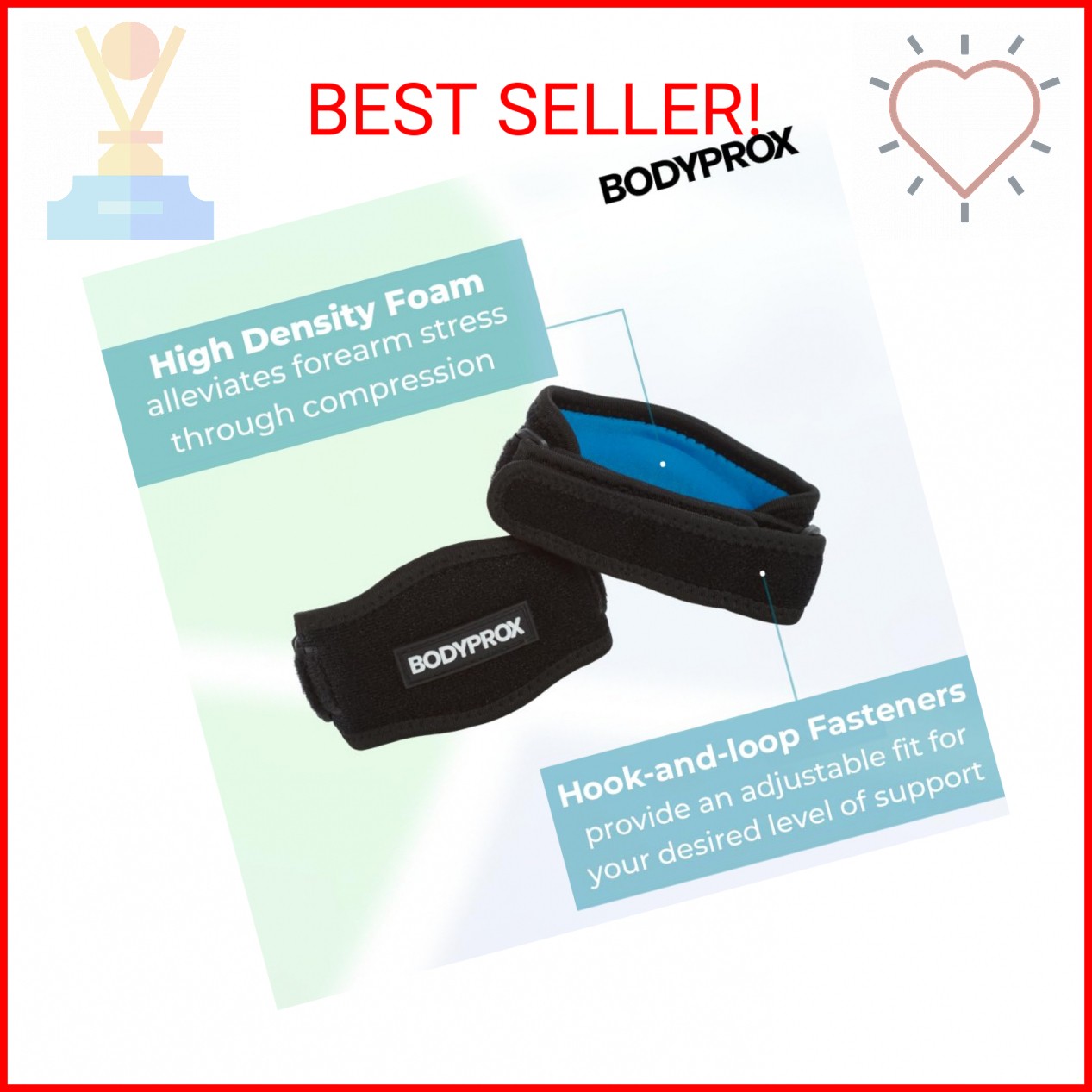 Bodyprox Elbow Brace 2 Pack for Tennis & Golfer’s Elbow Pain Relief