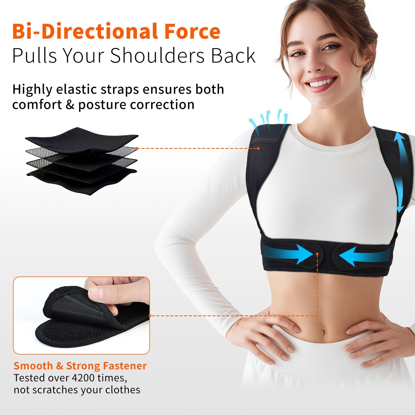 Posture Corrector for Women, Adjustable S/M (Underbust: 27.5-35.5”), Black