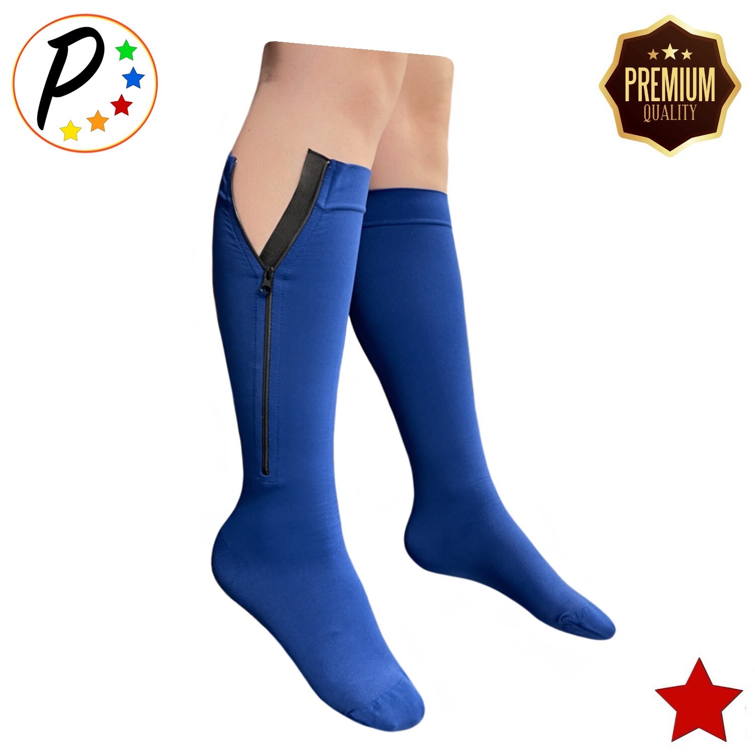 🔴 Presadee Premium Navy Closed Toe 20-30 mmHg Firm Compression Leg Zipper Socks