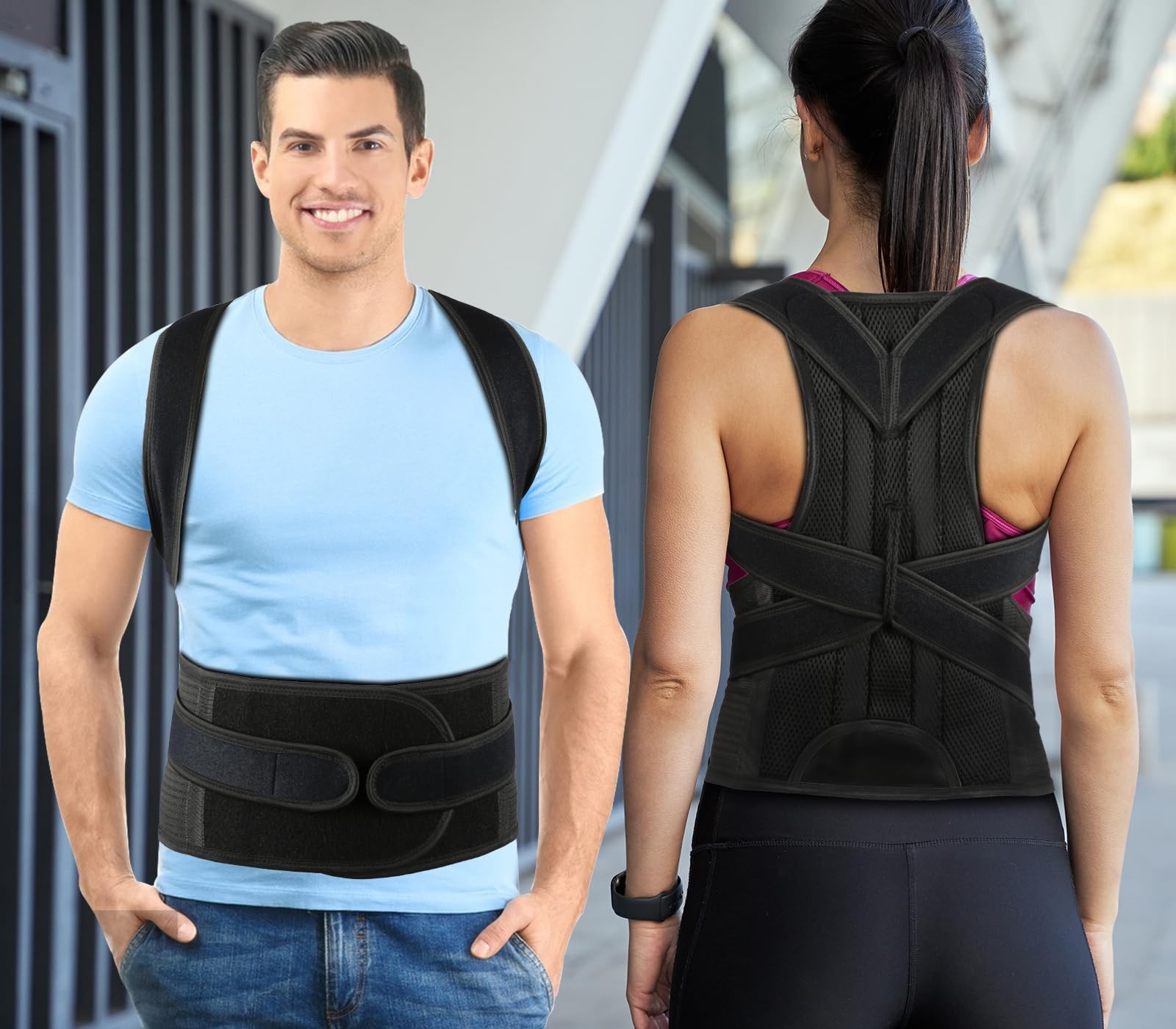 PAZAPO Posture Corrector for Men and Women – Back Small(24-29 Inches), Black