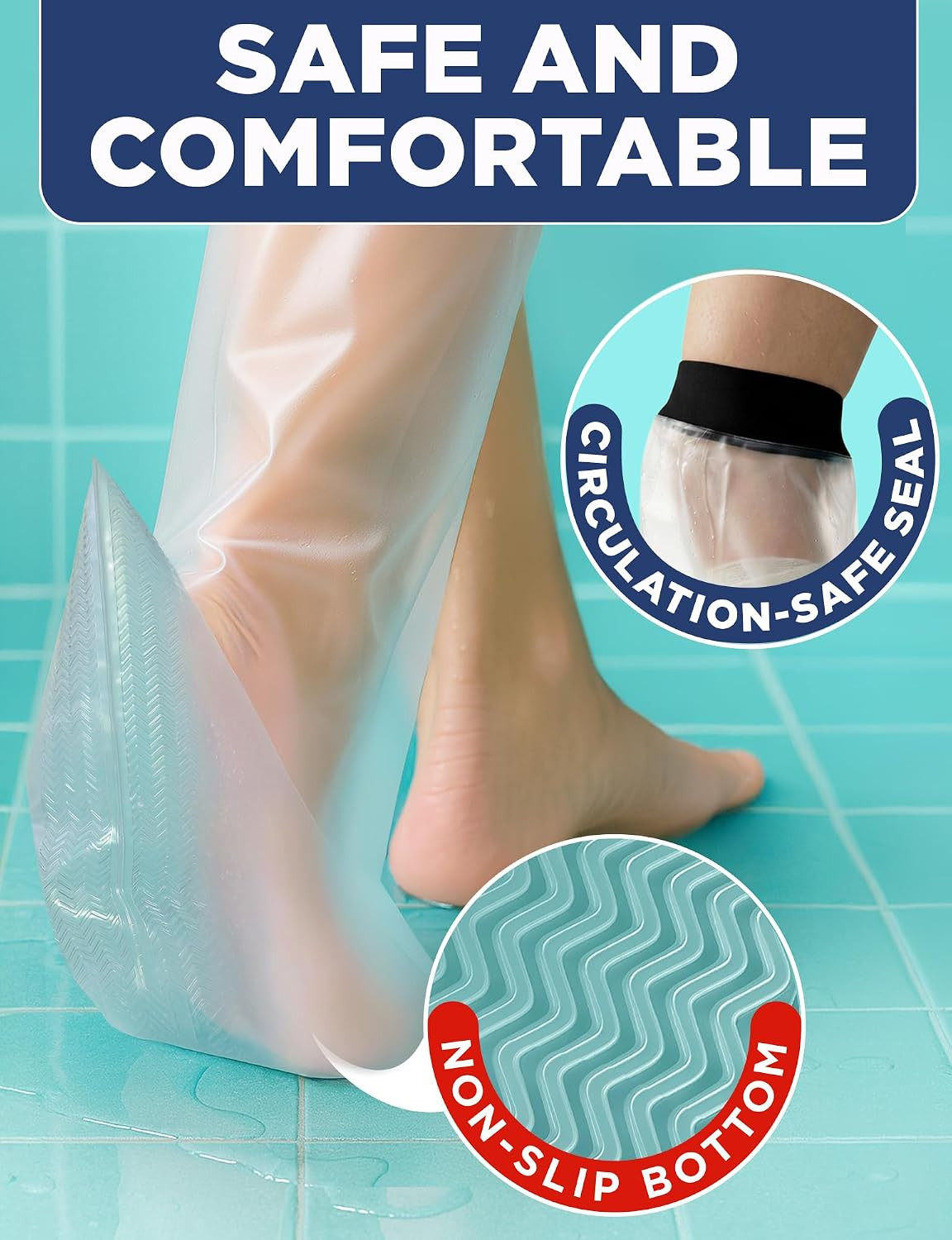 100% Waterproof Cast Covers for Shower Leg – Tight Seal – Reusable Adult Half