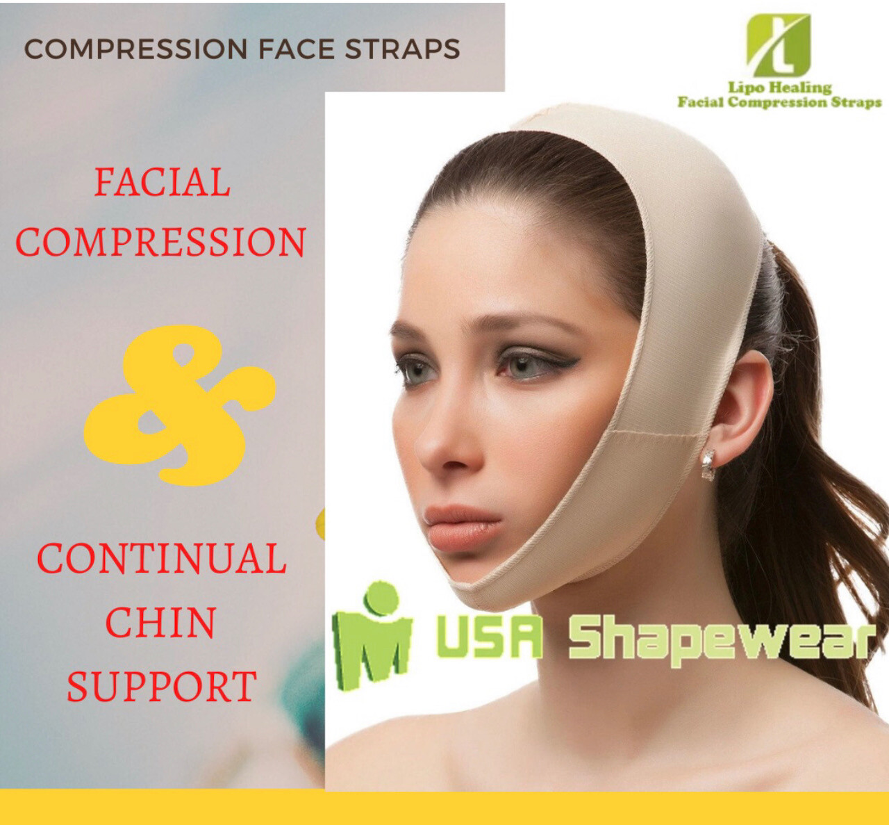 Chin Strap with LIPOFOAM Compression FACIAL STRAP UNISEX BY LipoHealing, LLC.USA
