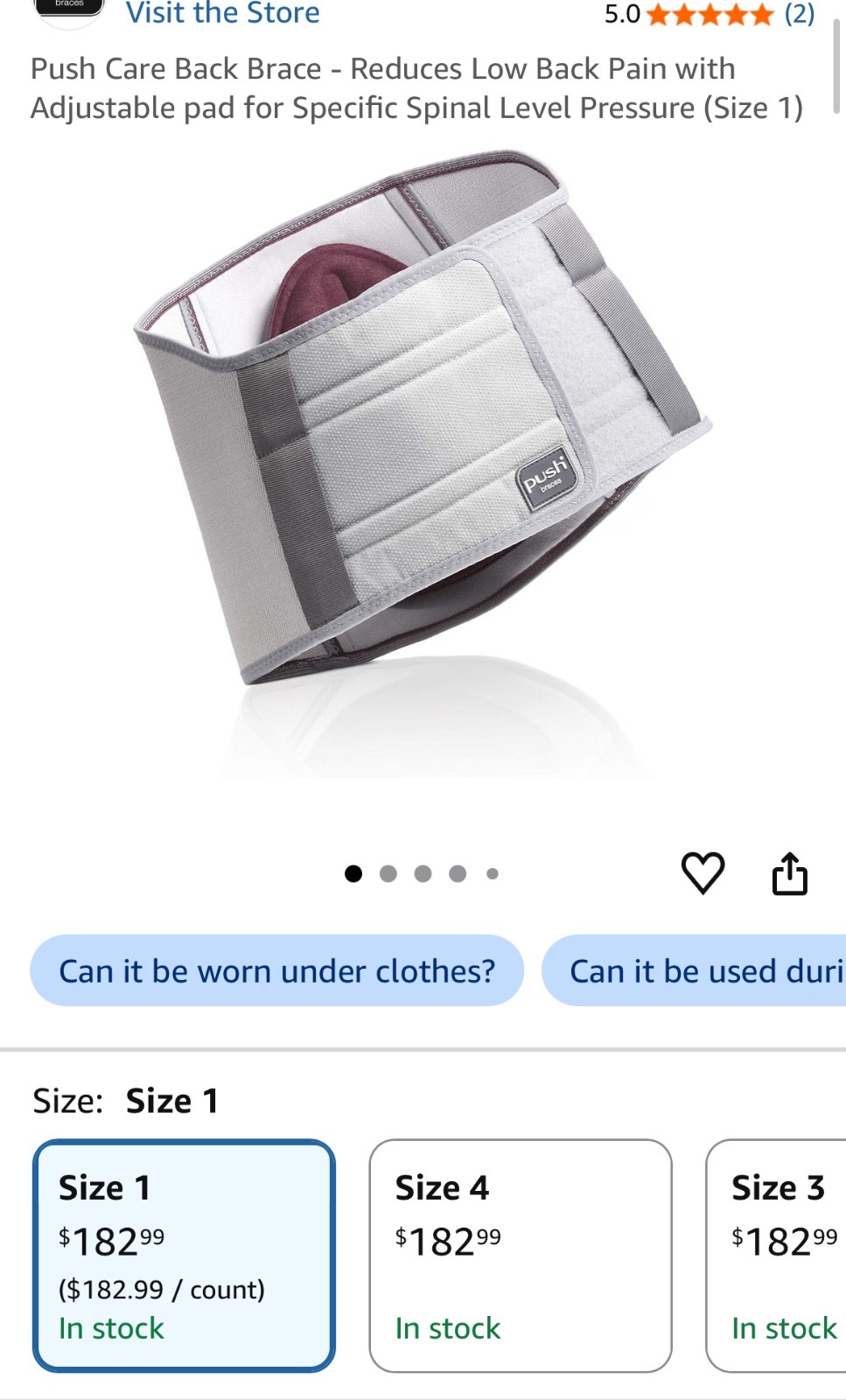 Push Back Brace Size 1 NEW in Box Gray and Purple