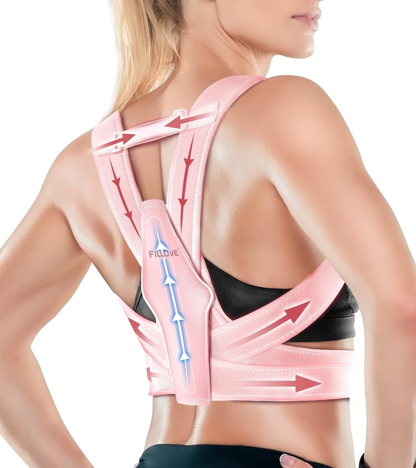 NEW ~ FILLOVE Posture Corrector Magnetic Therapy Back Support Adjustable ~ L/XL