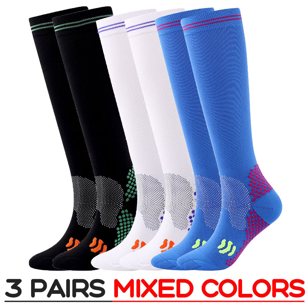3Pair Compression socks 20-30mmgh mercury support compression calf for men women