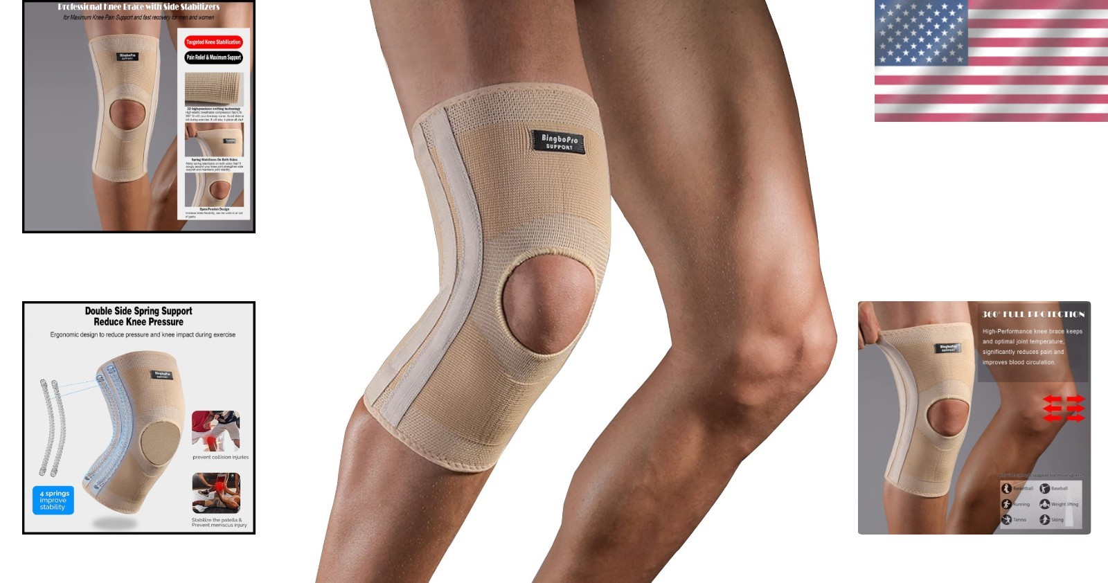 Knee Sleeve Compression Brace Support for Sport Gym Joint Pain Arthritis Relief