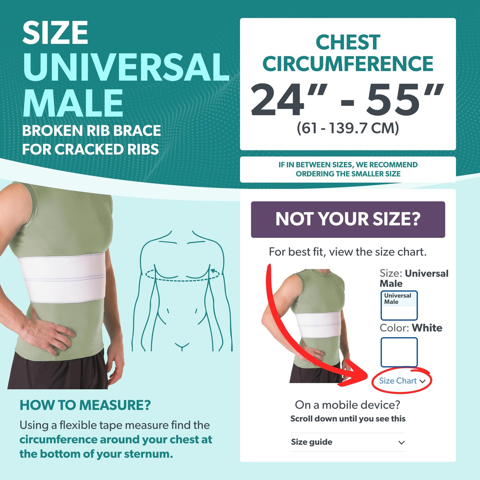 BraceAbility Broken Rib Brace | Elastic Chest Wrap Belt for Cracked, Fractured o