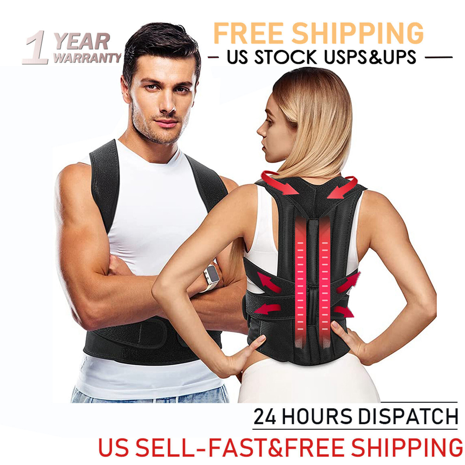 Back Shoulder Posture Corrector Support Brace Belt Therapy Men Women US