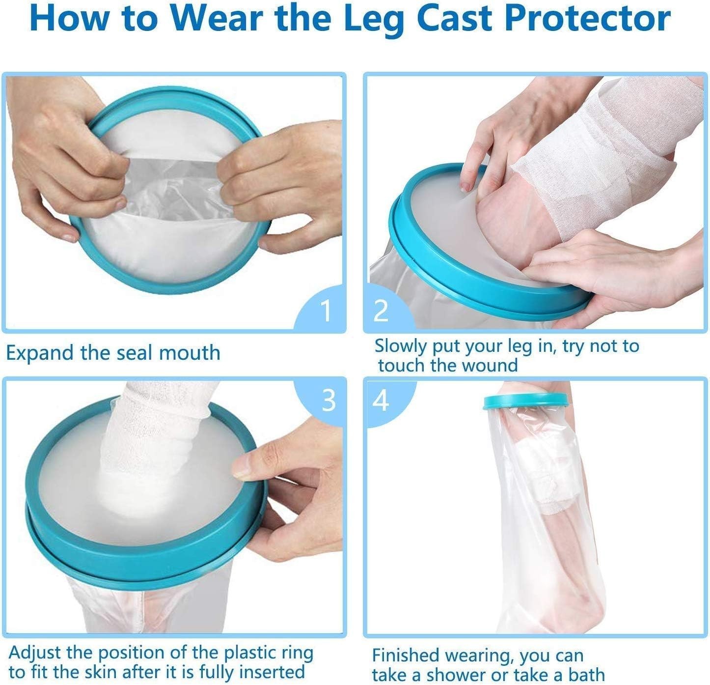 High-Quality Waterproof Cast Cover for Legs – Protects Wounds While Showering