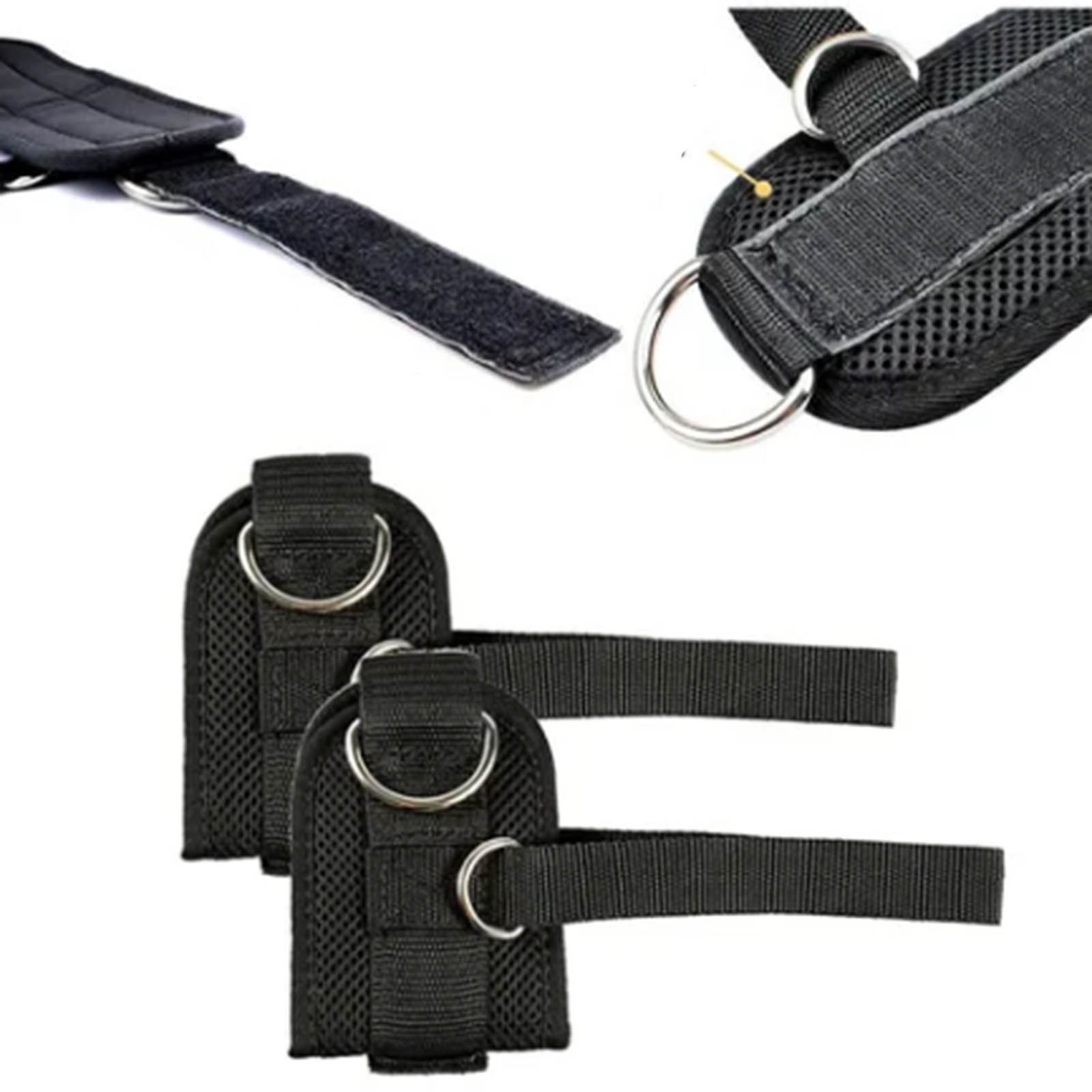 1 Pair Ankle Straps For Cable Machine Fitness Hook & Loop Ankle Cuffs W/