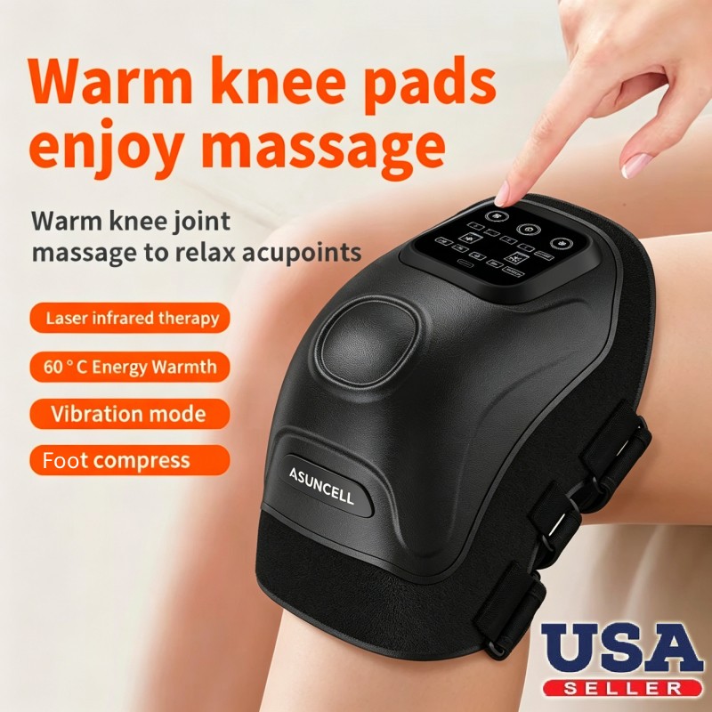 3-in-1 Cordless Knee Massager with Heat Vibration & Red Light Therapy Pain LED