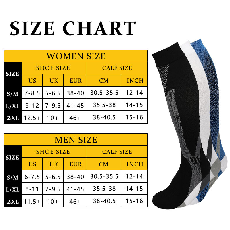 Unisex Compression Socks Calf Shin Leg Soft Stockings Sports Medical Stocking US