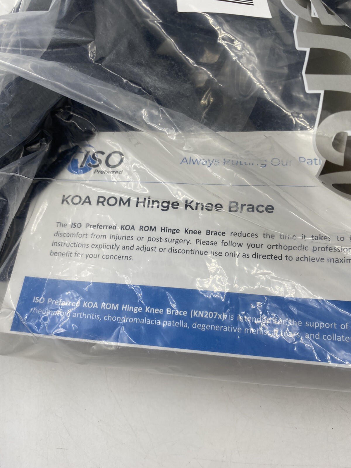 ISO Preferred Koa Rom Hinge Knee Brace Left Side Adjustable One Size New
