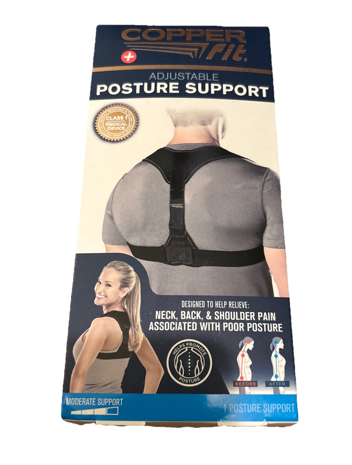 Copper Fit Adjustable Posture Support 33″- 44″ One Size Fits Most