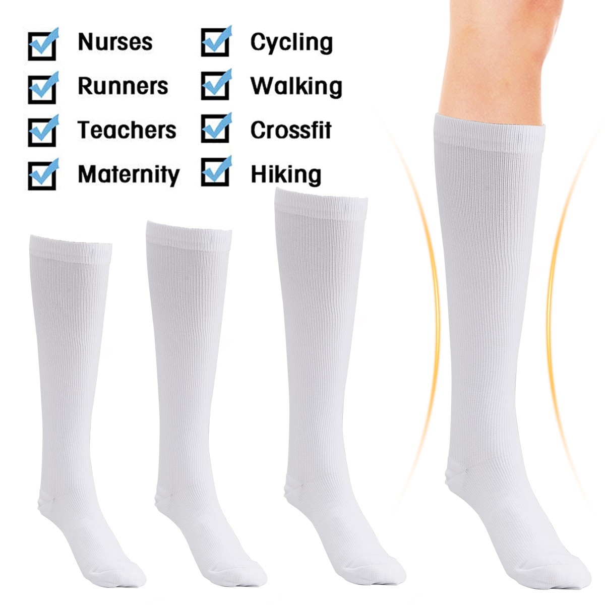 1-3 Pairs Premium Pro-Grade White Compression Socks 20-30mmHg Support Men Women