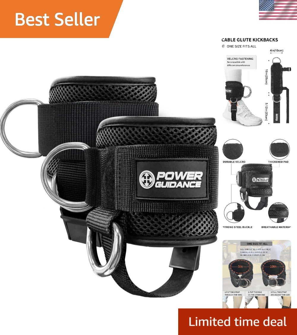 Black Neoprene Ankle Straps for Cable Machine, 1 Pair