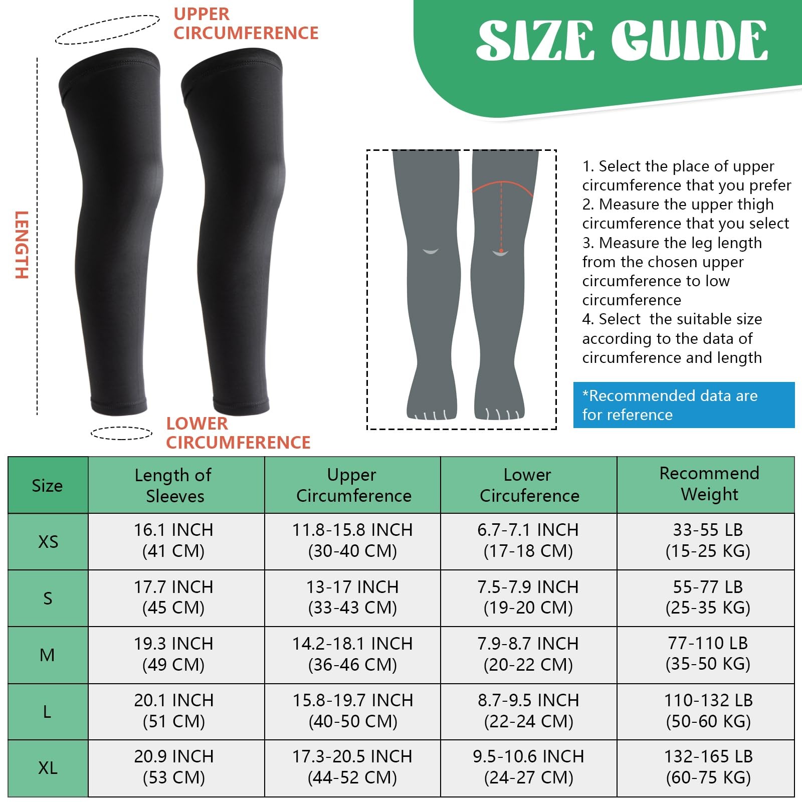Newbyinn Kid Leg Sleeve 2 Pairs, Long Compression Leg Sleeve for Youth Boy Girl