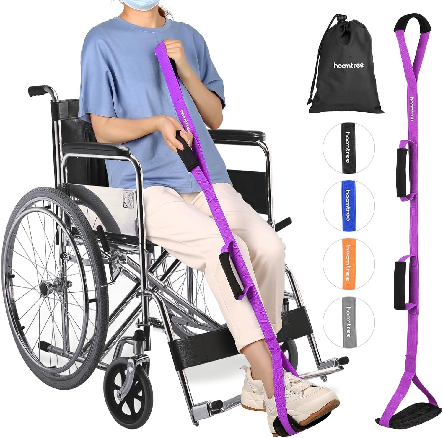 39” Long Leg Lifter Strap with Padded Handgrips and Feet Loop,Rigid Leg Lift…