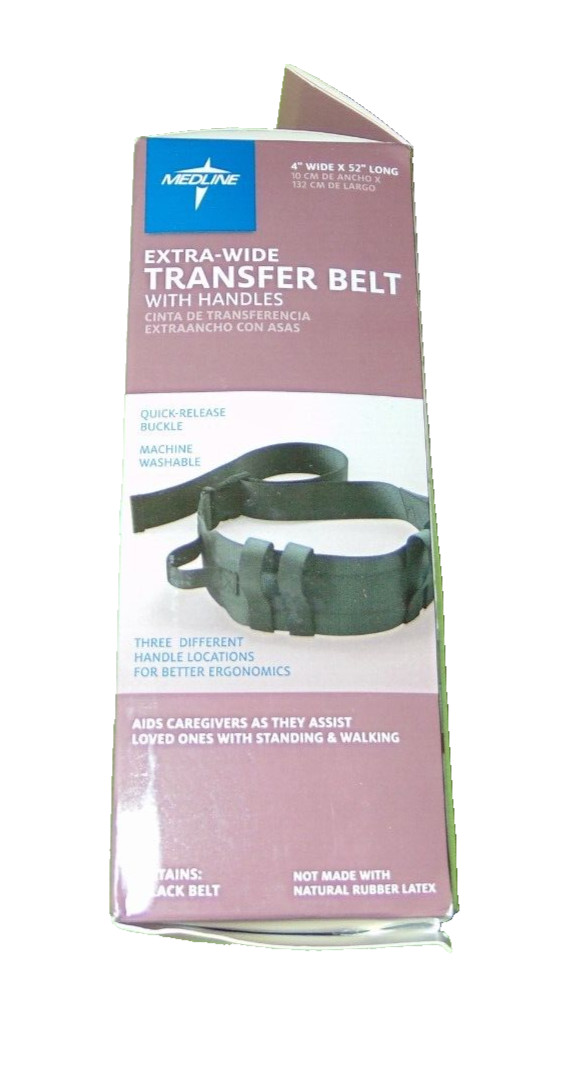Medline Extra Wide Transfer Belt With Handles 4 x 52 Inch Quick Release New
