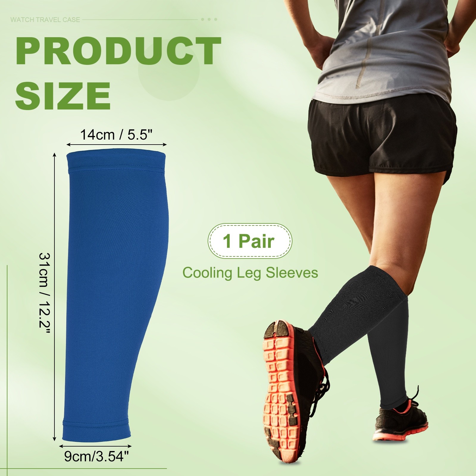 Sun Protection Leg Sleeves with Anti-slip Silicone Strips, Blue