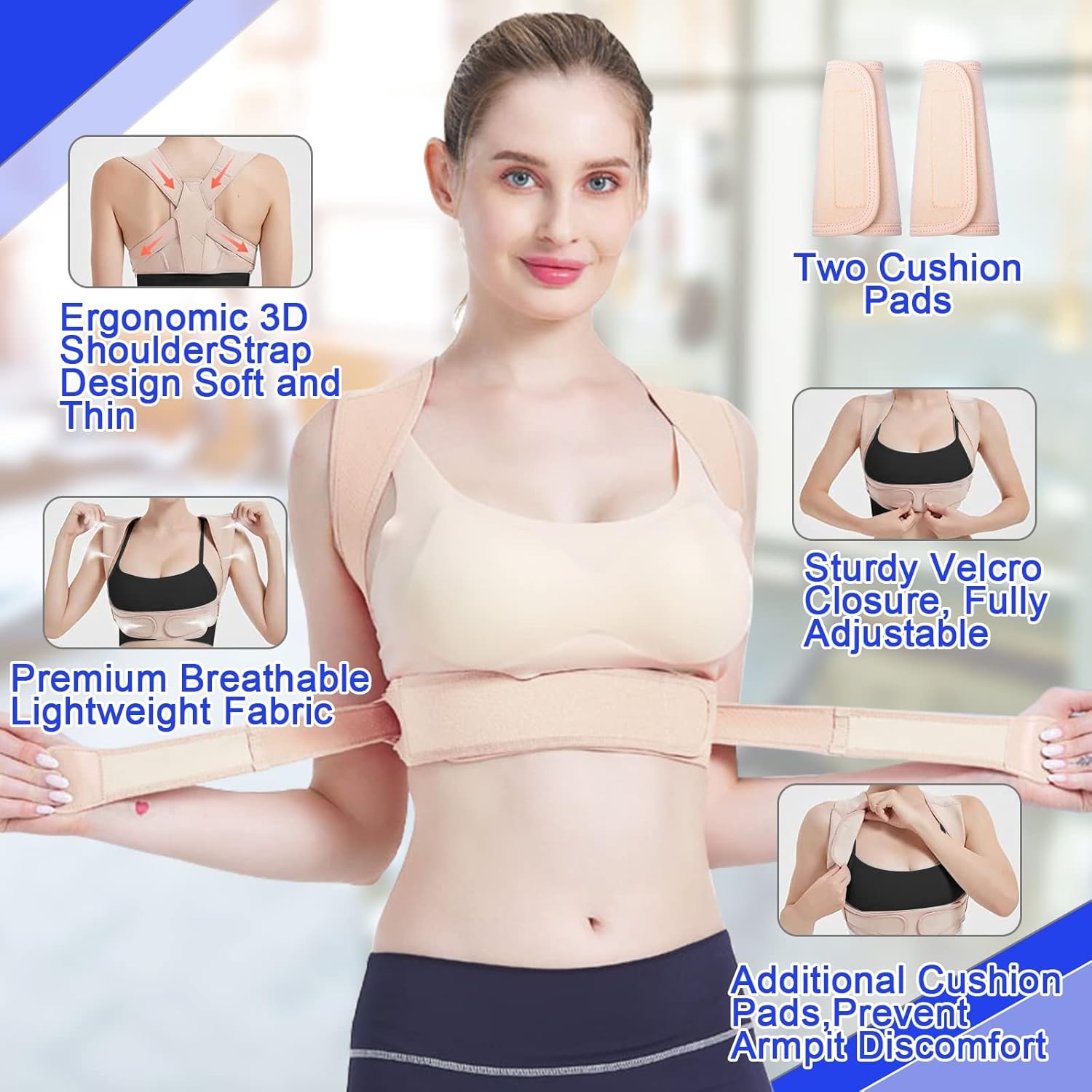 Women Back Braces Posture,Adjustable Upper Back Brace for Clavicle Support and P