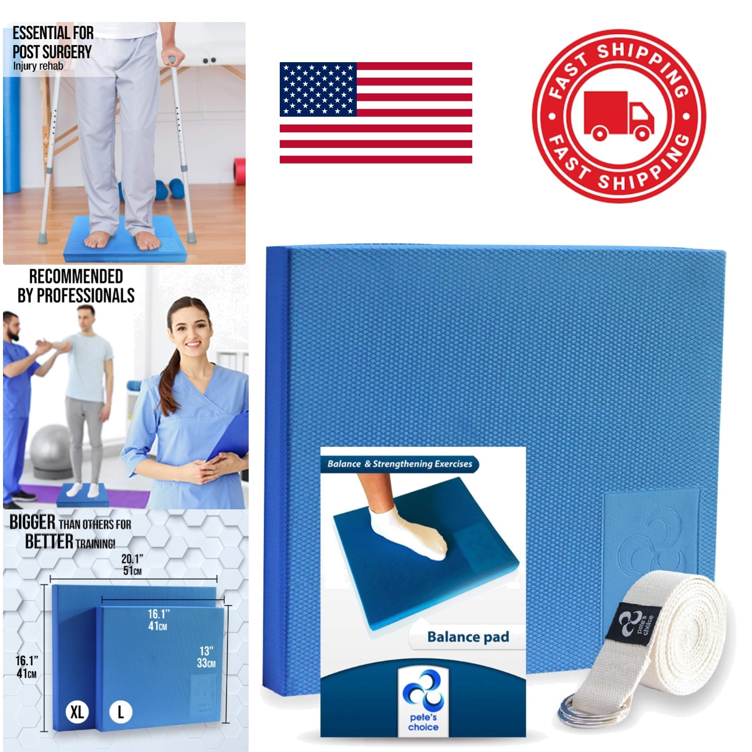 Extra Large Balance Pad in Blue for Enhanced Mobility and Lower Back Support