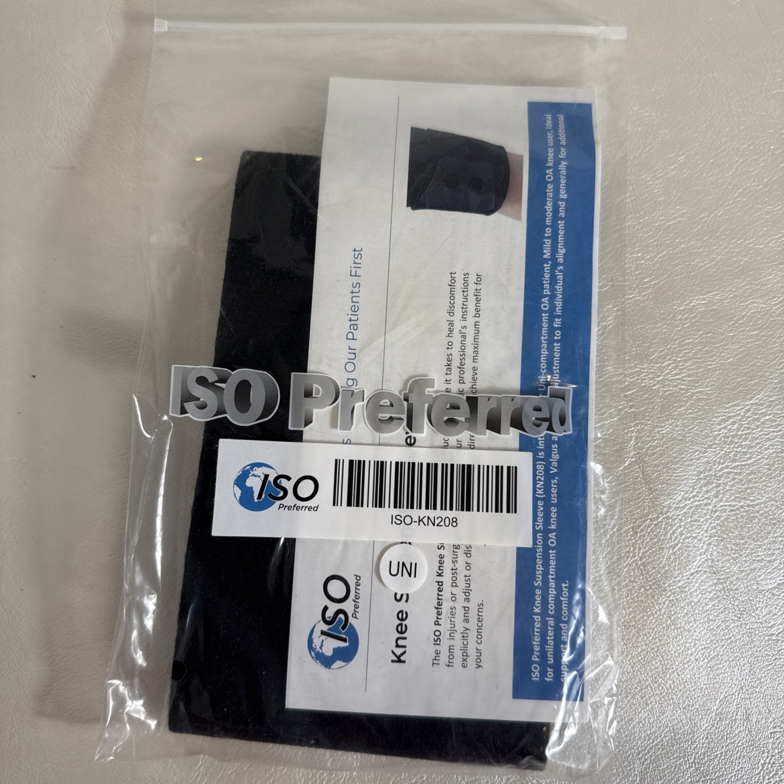 ISO Preferred ISO-KN208 Universal Size Knee Suspension Sleeve New
