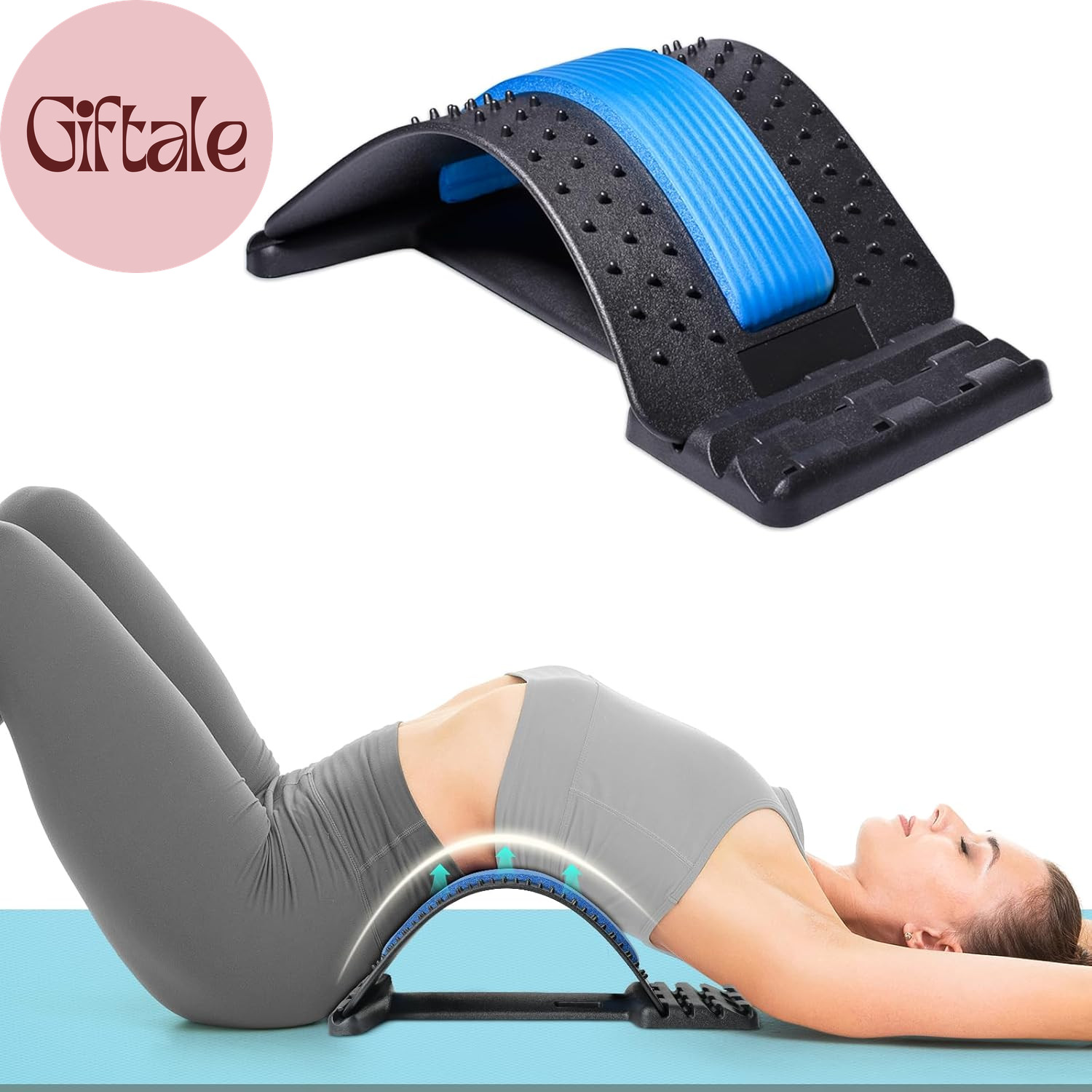 Back Stretcher for Lower Back Pain Relief – 4 Level Adjustable Lumbar Cracker Bo