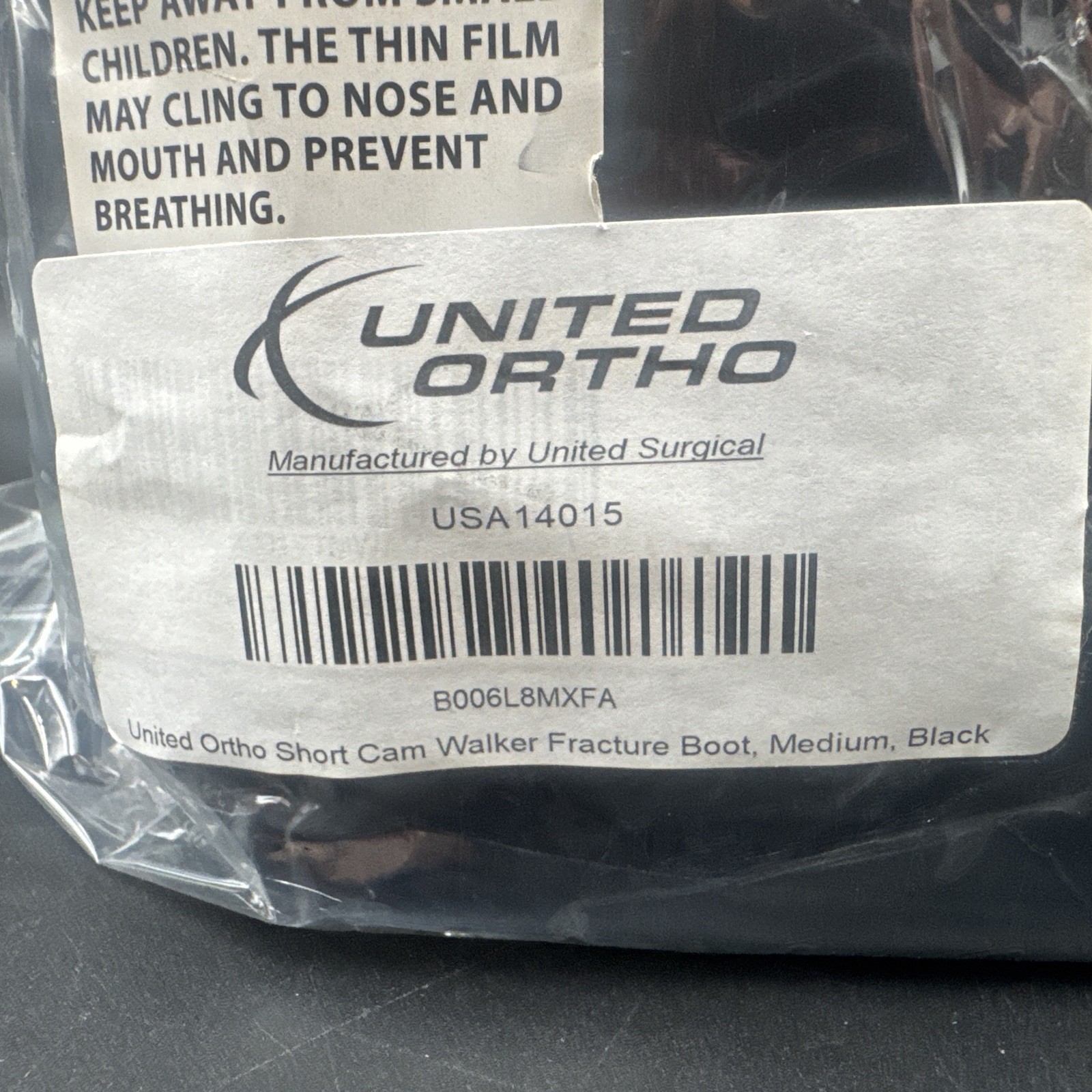 NEW United Ortho USA14015 Short Cam Walker Fracture Boot, Medium Black