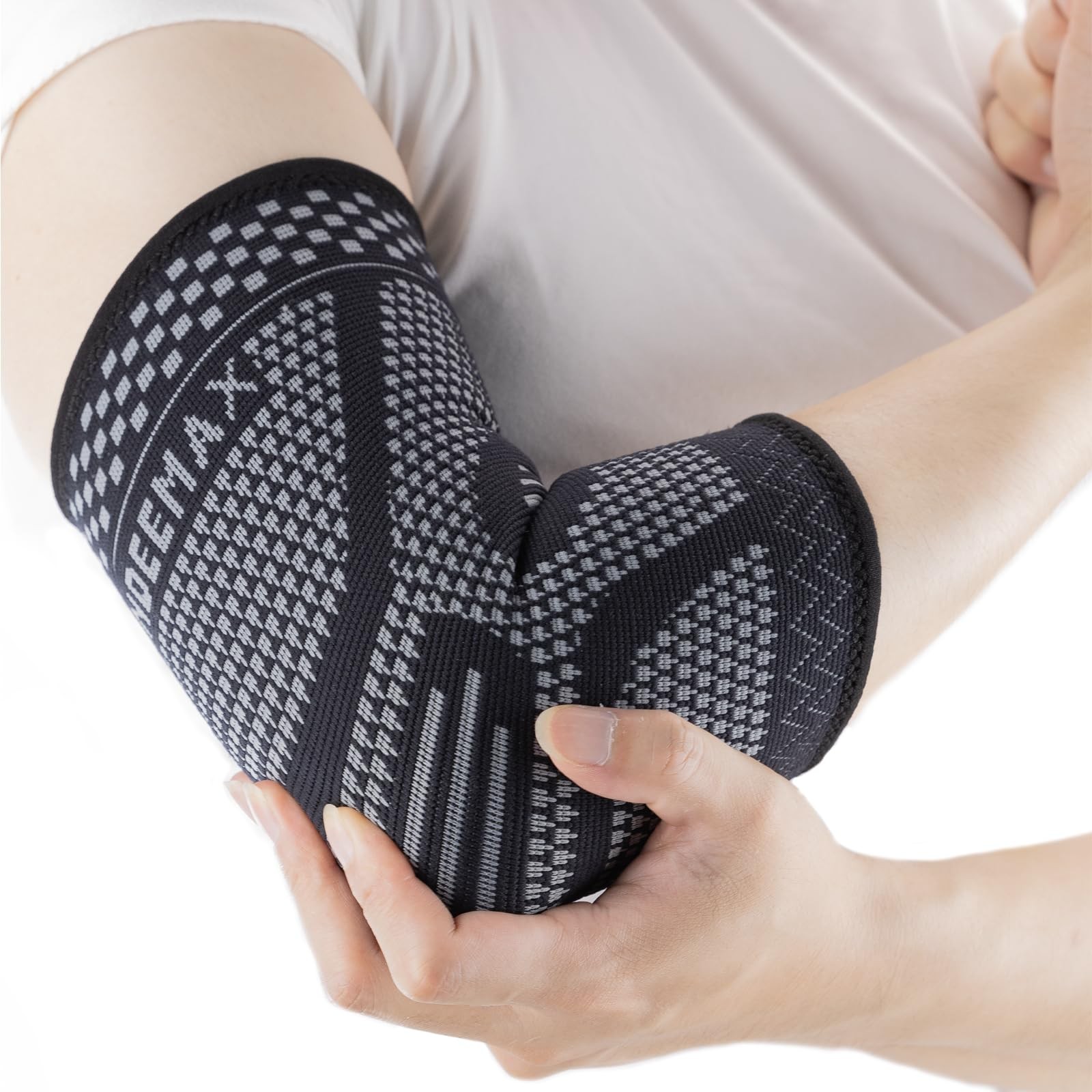 INDEEMAX Copper Elbow Compression Sleeve 1 Pair, Tennis Medium, Grey-Black