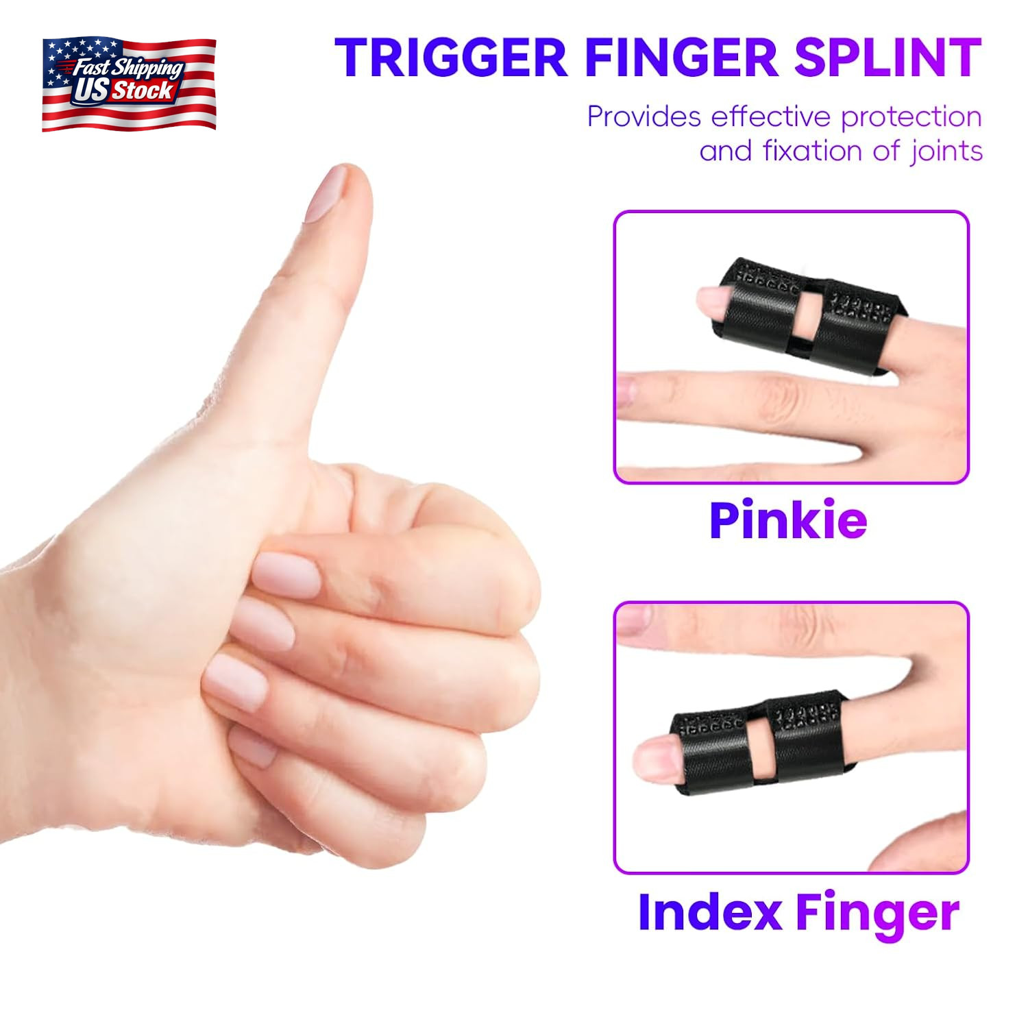 2 PCS Small Finger Splint, Adjustable Trigger Finger Splint, Straightener for Br