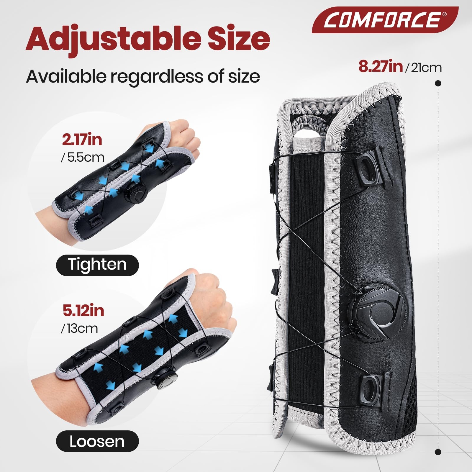 Adjustable Knob Wrist Brace Stabilizer Carpal Tunnel Left Right 5.59.5 In