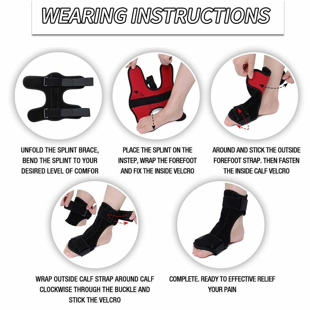 Plantar Fasciitis Night Splint Foot Drop Brace For Heel Pain Relief Adjustable