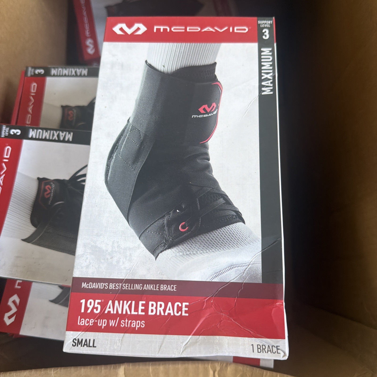 New! McDavid 195 ankle brace lace – up W/straps level 3 extra small small 8-9