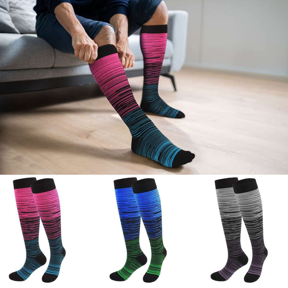 Plus Size Compression Socks 20-30mmHg Support Men Women Medical Stockings XL-4XL