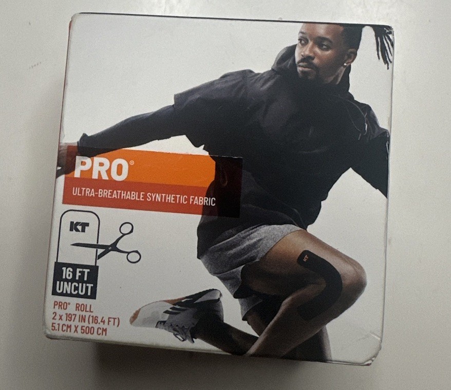 KT Tape Pro Kinesiology Therapeutic Tape Precut Strips Jet Black 16 FT UNCUT