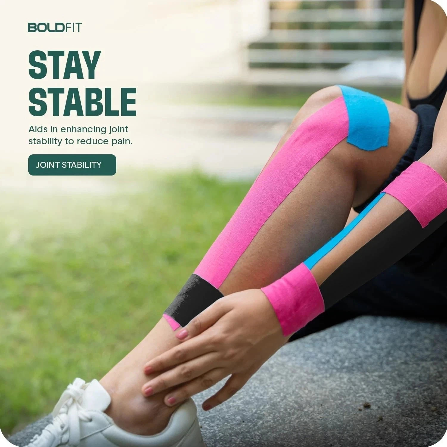 Boldfit Kinesiology Tape 2″ Sports Muscle Pain Relief Waterproof Dark Beige