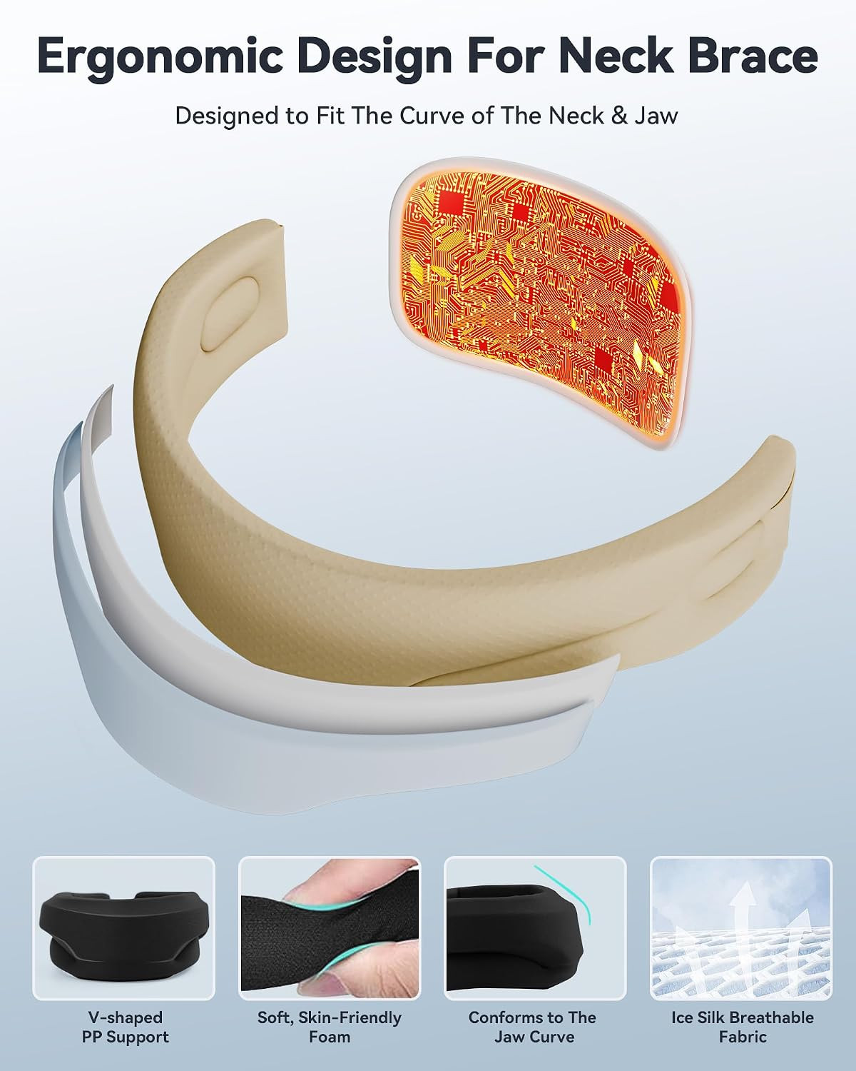 Heated Neck Brace Cervical Collar – Neck Support Brace with Heating Pad, Soft Fo