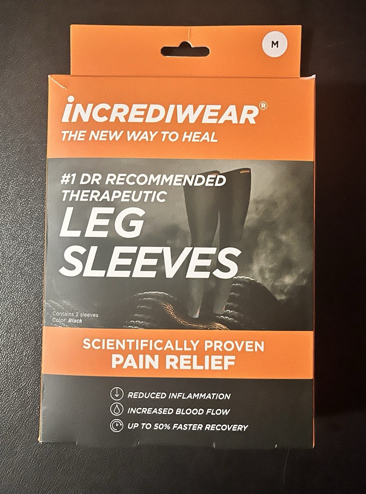 Incrediwear Leg Sleeve Med Pair Black Compression Sleeve – Used