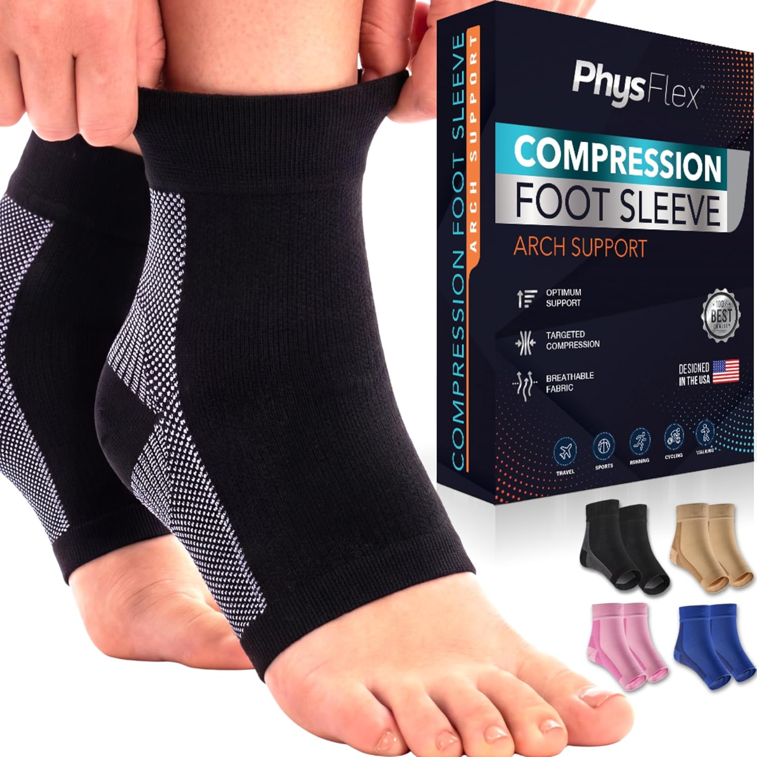 Ankle Brace Support – Ankle Compression Sleeve – Foot Brace for Women & Men – Te