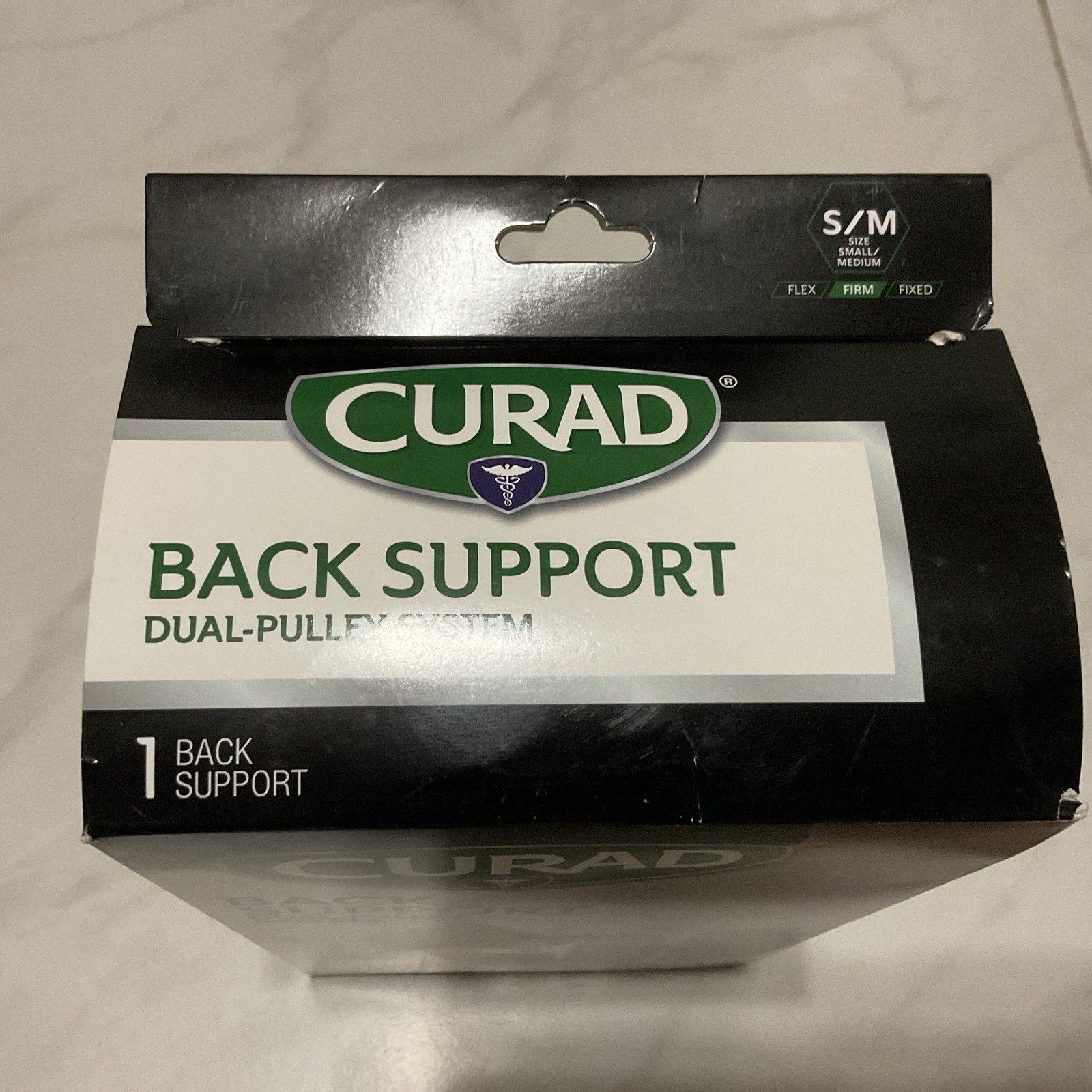 Curad Back Support Dual-Pulley System Black Sz S/M Adjustable 28”-36″ *READ*