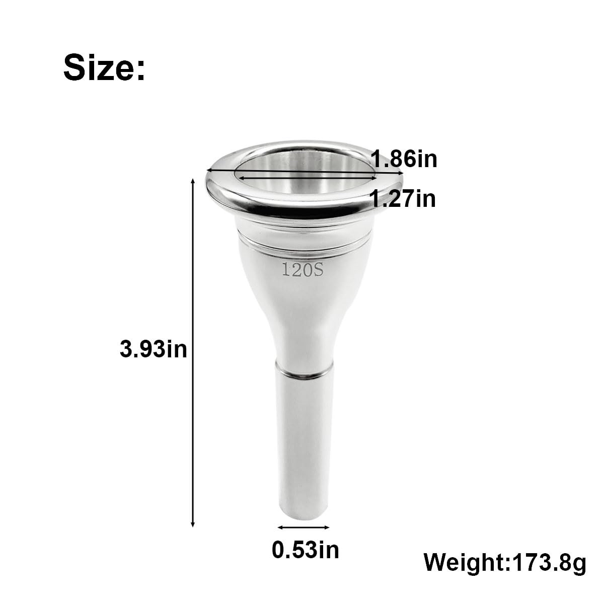 120S Silver Plated Tuba Mouthpiece Heavyweight For Concert Marching Band