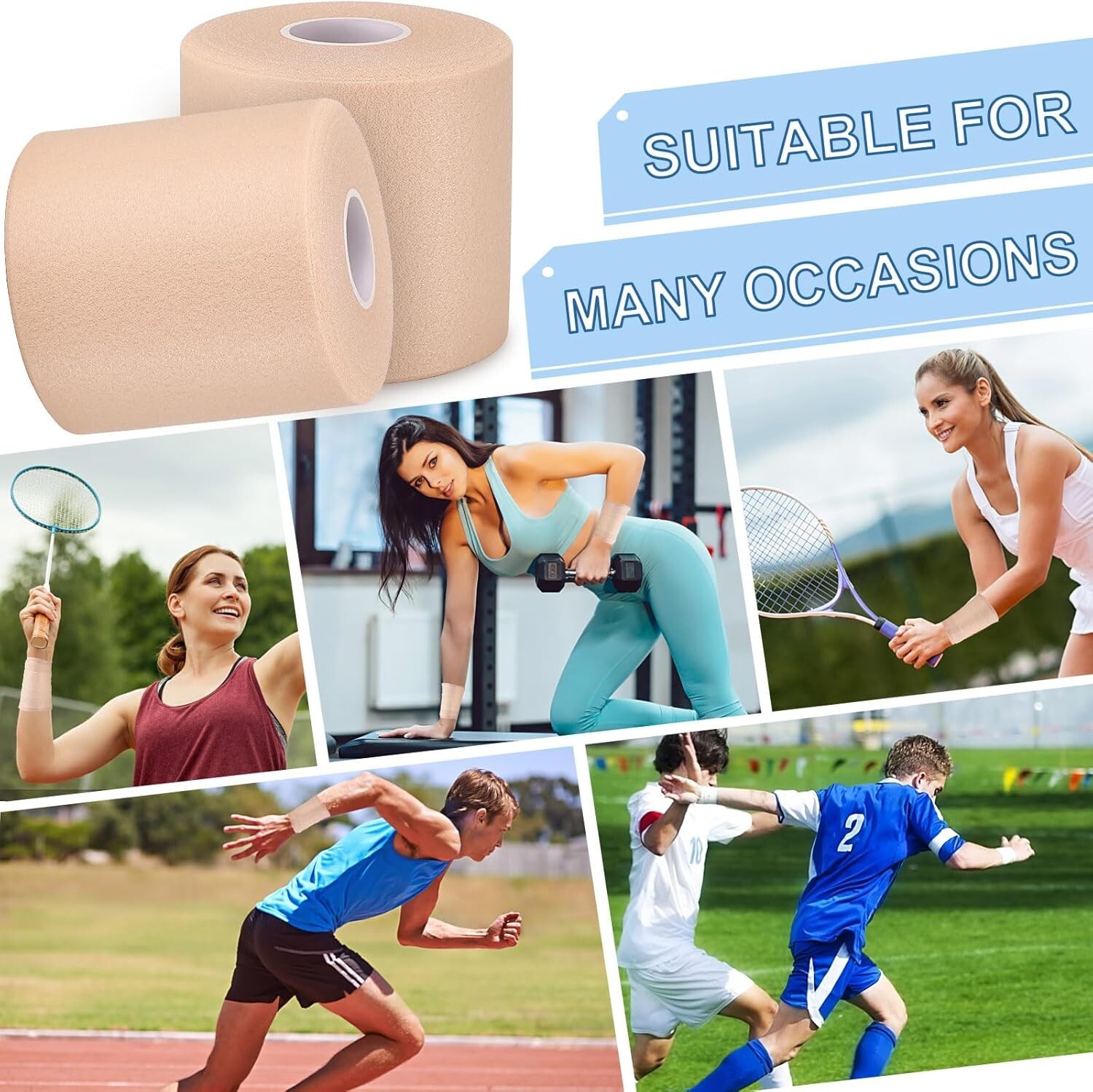 Elastic Pre-Wrap Athletic Tape for Versatile Body Support – Set of 5 Rolls