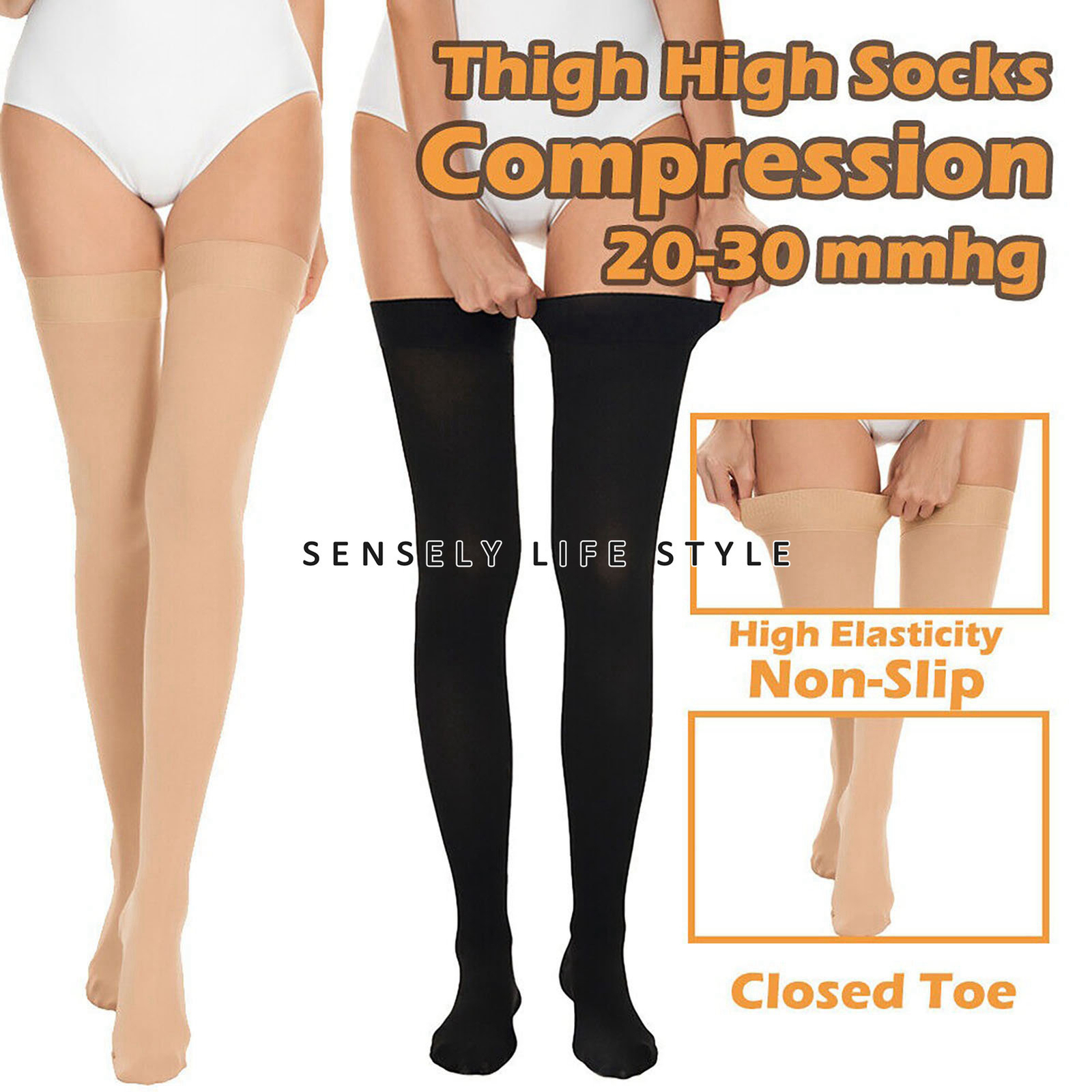 Thigh High Compression Stockings for Women Men 32mmHg Slimming Socks for Work US