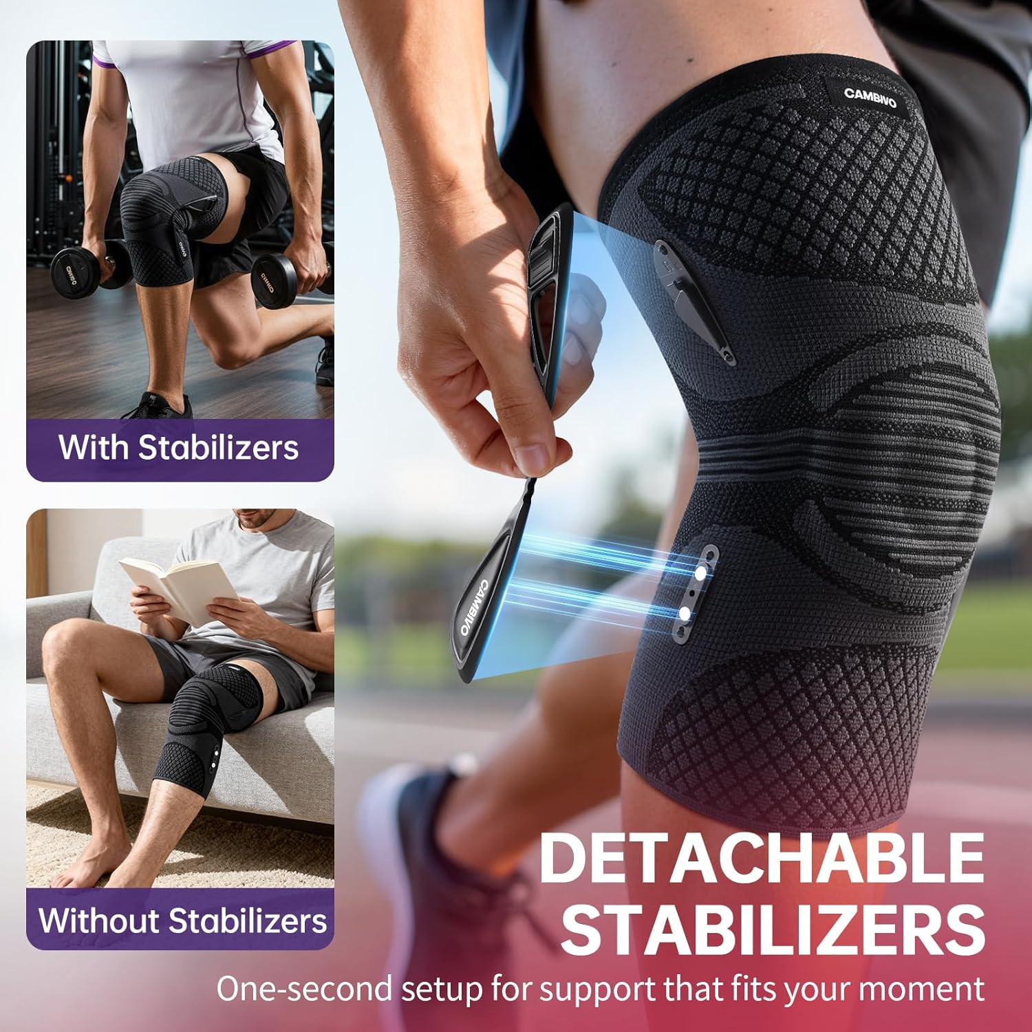 Innovative Knee Brace with Detachable Side Stabilizers for Flexible Knee Support