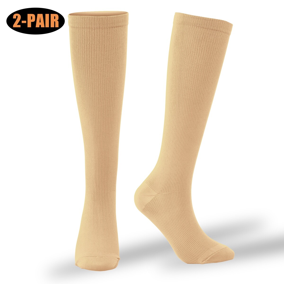 2 Pairs Compression Socks Unisex for Edema, Diabetic, Varicose Veins, Swelling